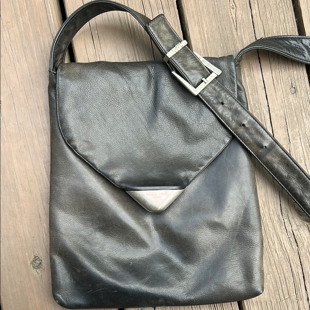 Vintage Renato Angi Distressed Leather Shoulder Bag